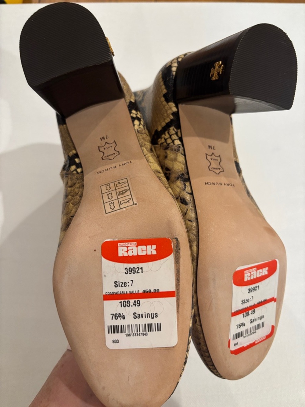 New Tory Burch leather booties in sand drift snake - Picture 9 of 11